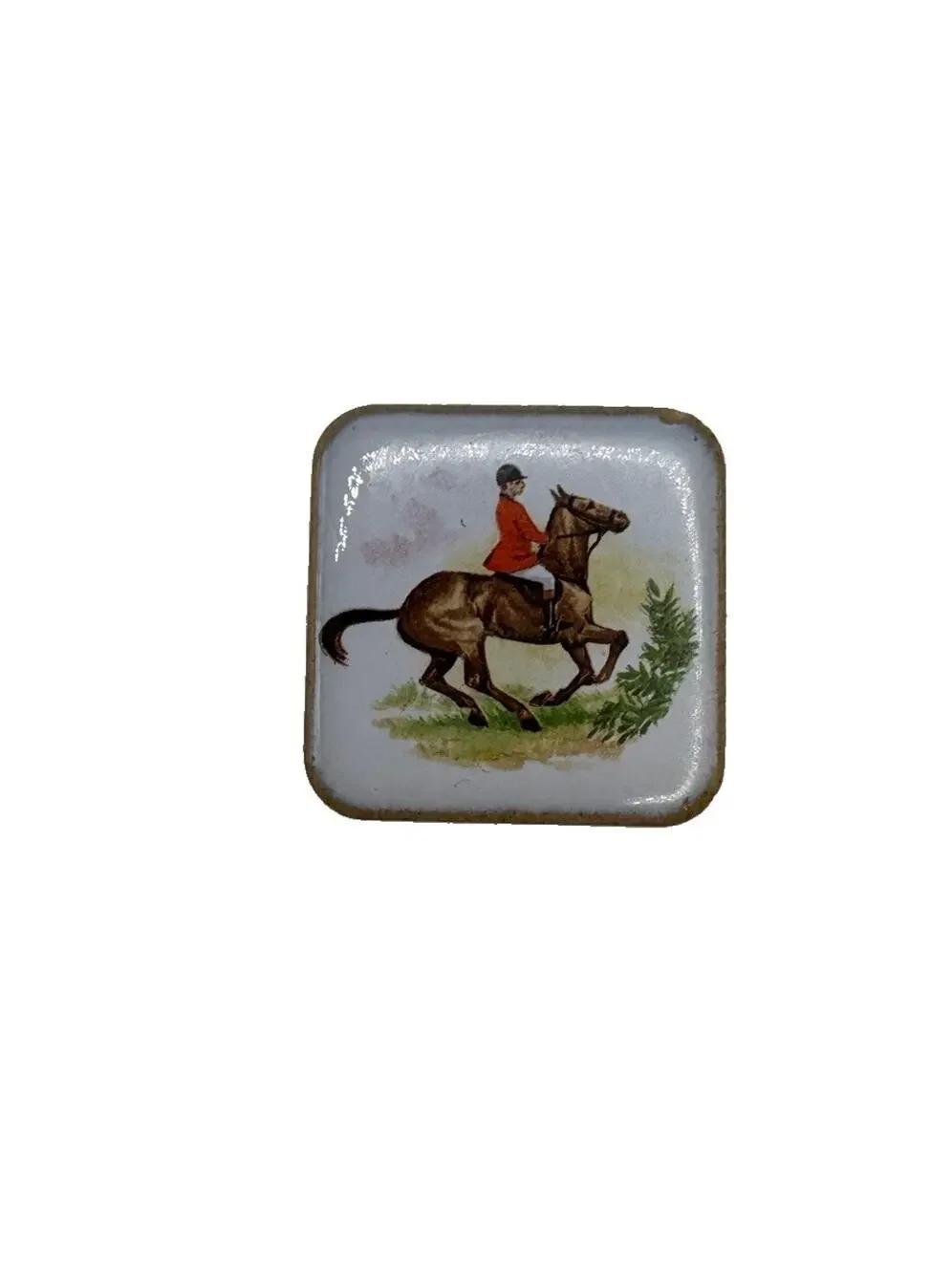 Vintage Equestrian Horse Rider Ceramic Fridge Magnet Fox Hunt Scene